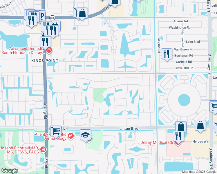 map of restaurants, bars, coffee shops, grocery stores, and more near 474 Normandy Lane in Delray Beach
