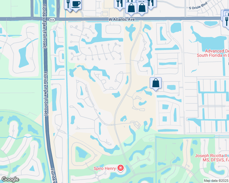 map of restaurants, bars, coffee shops, grocery stores, and more near 7562 Glendevon Lane in Delray Beach