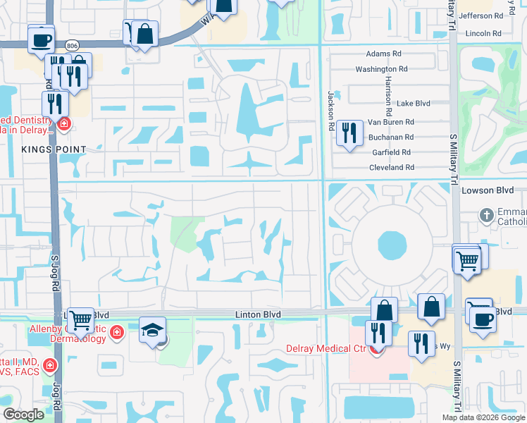 map of restaurants, bars, coffee shops, grocery stores, and more near 954 Normandy Trail in Delray Beach