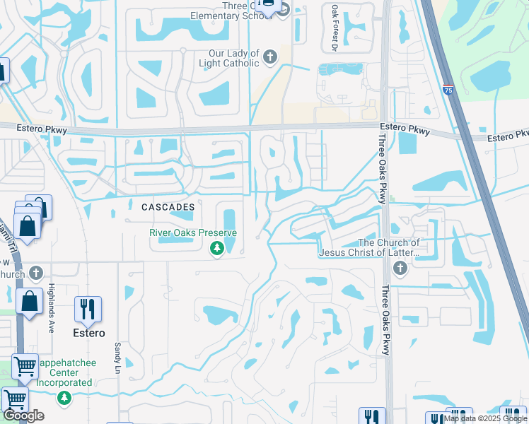 map of restaurants, bars, coffee shops, grocery stores, and more near 20291 Rookery Drive in Estero