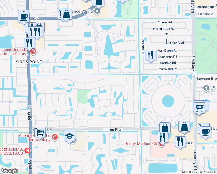 map of restaurants, bars, coffee shops, grocery stores, and more near 964 Normandy Trail in Delray Beach