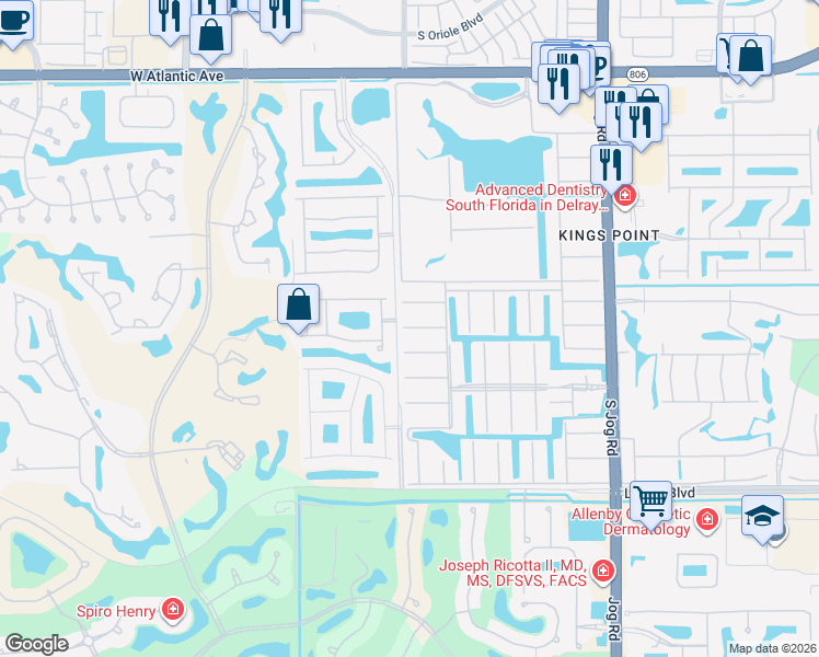 map of restaurants, bars, coffee shops, grocery stores, and more near 44 Brittany Avenue in Delray Beach