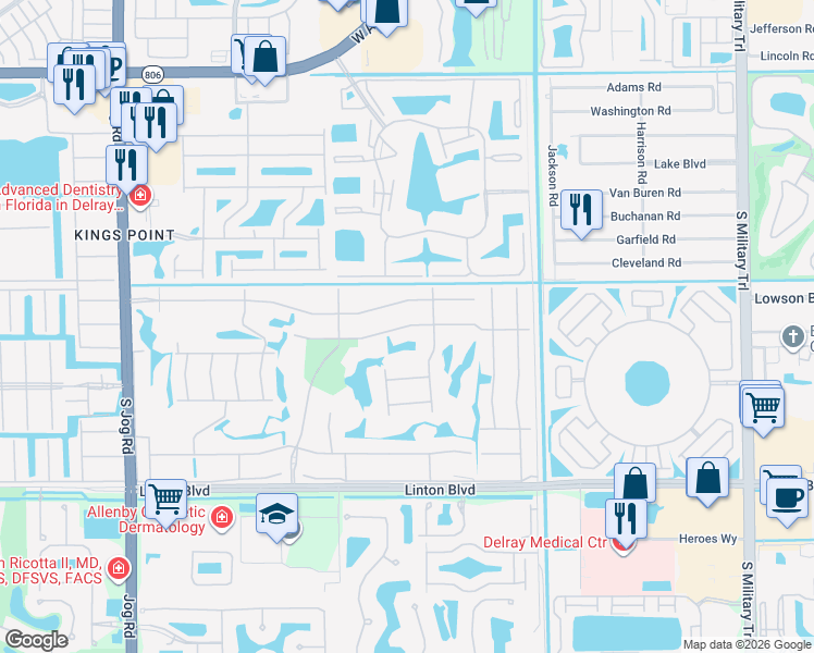 map of restaurants, bars, coffee shops, grocery stores, and more near 842 Normandy Trail in Delray Beach