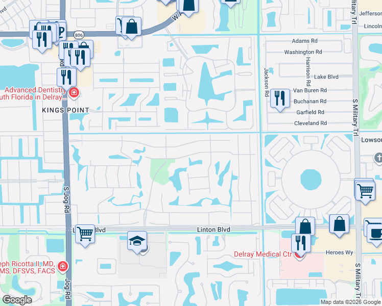 map of restaurants, bars, coffee shops, grocery stores, and more near 820 Normandy R in Delray Beach