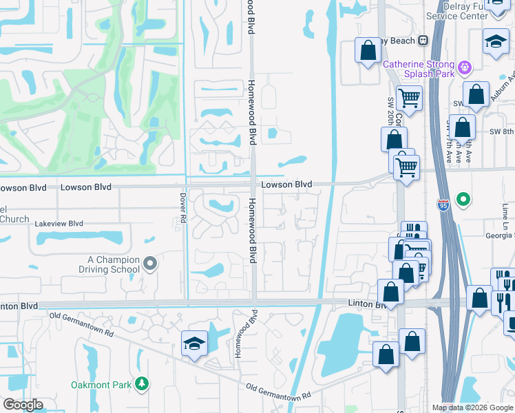 map of restaurants, bars, coffee shops, grocery stores, and more near 1021 Flame Vine Avenue in Delray Beach