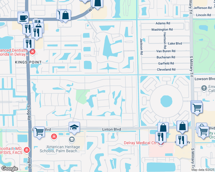 map of restaurants, bars, coffee shops, grocery stores, and more near 39 Normandy Trail in Delray Beach
