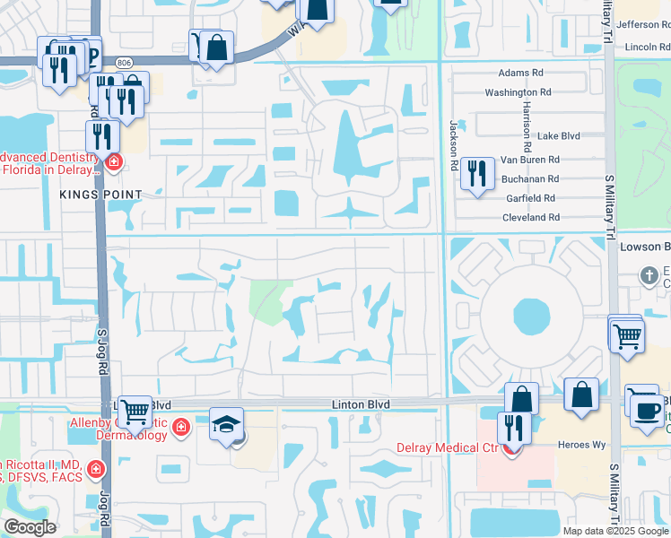 map of restaurants, bars, coffee shops, grocery stores, and more near 7 Normandy Trail in Delray Beach