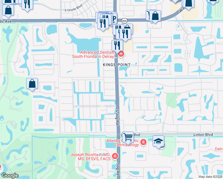 map of restaurants, bars, coffee shops, grocery stores, and more near 62 Valencia C in Delray Beach