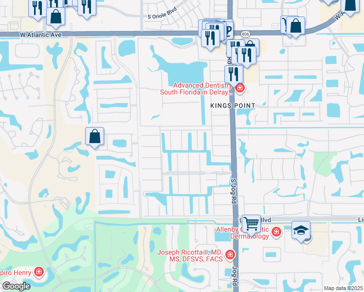 map of restaurants, bars, coffee shops, grocery stores, and more near 6 Brittany Court in Delray Beach
