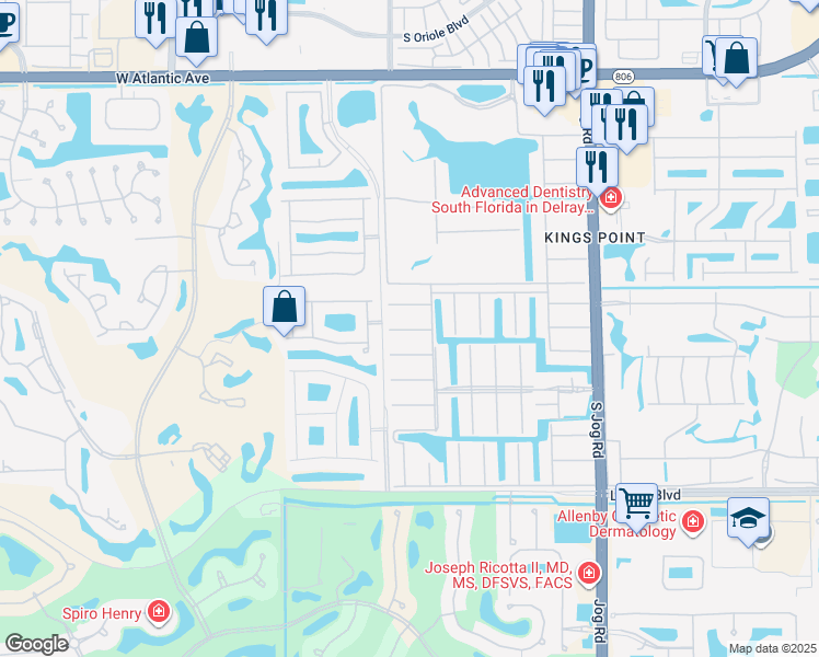 map of restaurants, bars, coffee shops, grocery stores, and more near 44 Brittany Avenue in Delray Beach