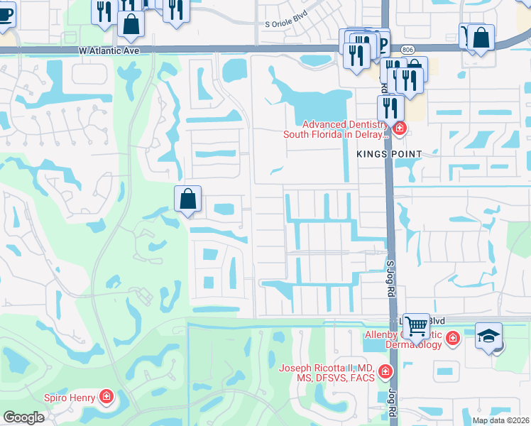 map of restaurants, bars, coffee shops, grocery stores, and more near 44 Brittany Avenue in Delray Beach