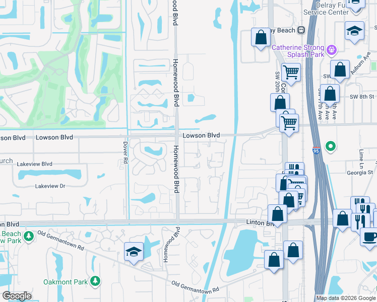 map of restaurants, bars, coffee shops, grocery stores, and more near 2521 Pansey Lane in Delray Beach