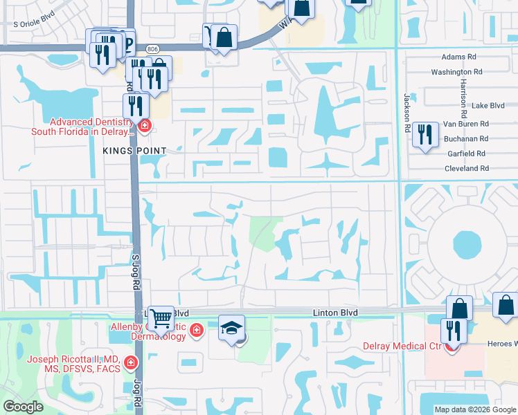 map of restaurants, bars, coffee shops, grocery stores, and more near 79 Normandy Lane in Delray Beach