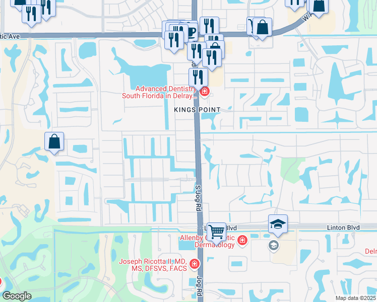 map of restaurants, bars, coffee shops, grocery stores, and more near 62 Valencia C in Delray Beach