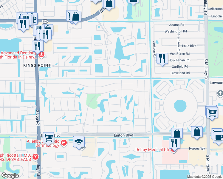 map of restaurants, bars, coffee shops, grocery stores, and more near 7 Normandy Trail in Delray Beach