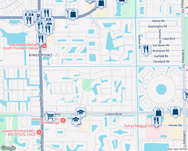 map of restaurants, bars, coffee shops, grocery stores, and more near 474 Normandy Lane in Delray Beach