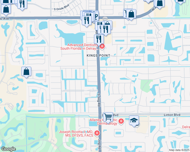 map of restaurants, bars, coffee shops, grocery stores, and more near 62 Valencia C in Delray Beach