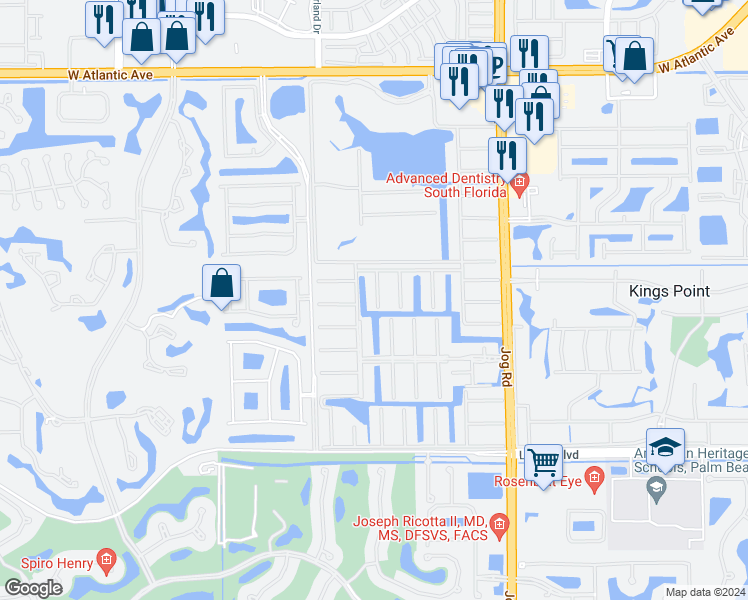map of restaurants, bars, coffee shops, grocery stores, and more near 182 Brittany Terrace in Delray Beach