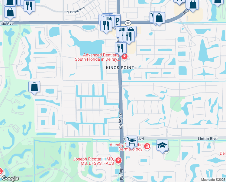 map of restaurants, bars, coffee shops, grocery stores, and more near 62 Valencia C in Delray Beach