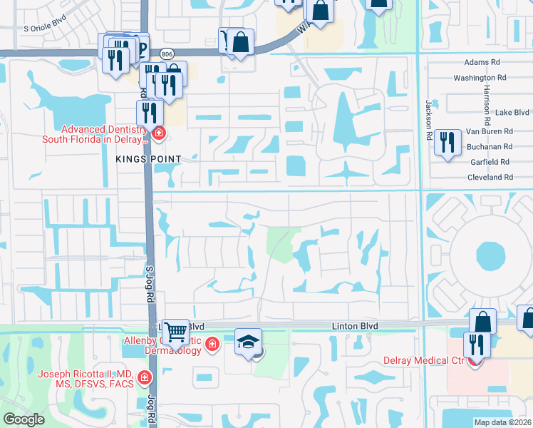 map of restaurants, bars, coffee shops, grocery stores, and more near 79 Normandy Lane in Delray Beach