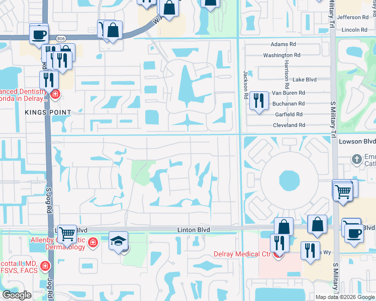 map of restaurants, bars, coffee shops, grocery stores, and more near 39 Normandy Trail in Delray Beach