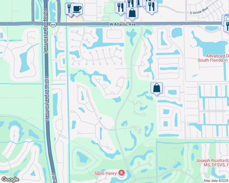 map of restaurants, bars, coffee shops, grocery stores, and more near 7563 Glendevon Lane in Delray Beach