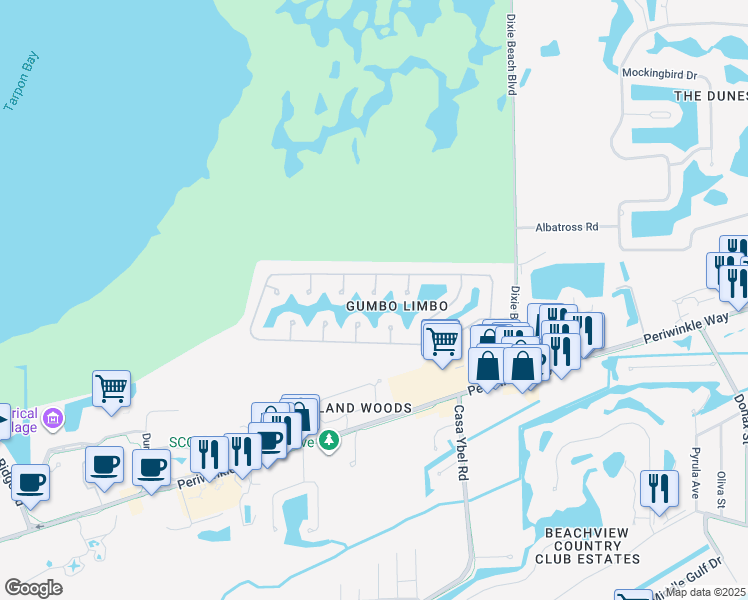 map of restaurants, bars, coffee shops, grocery stores, and more near 9436 Sage Court in Sanibel