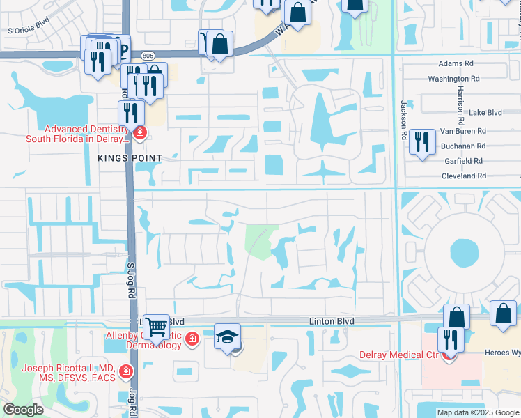 map of restaurants, bars, coffee shops, grocery stores, and more near 79 Normandy Lane in Delray Beach