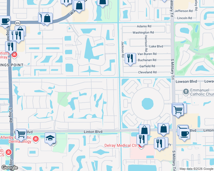 map of restaurants, bars, coffee shops, grocery stores, and more near 307 Burgundy Avenue in Delray Beach