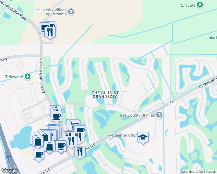 map of restaurants, bars, coffee shops, grocery stores, and more near 20111 Seagrove Street in Estero