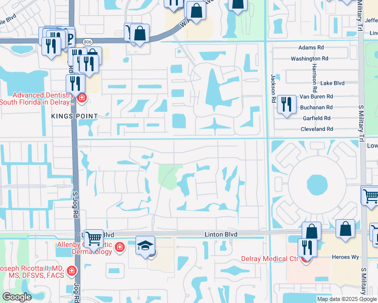 map of restaurants, bars, coffee shops, grocery stores, and more near 474 Normandy Lane in Delray Beach