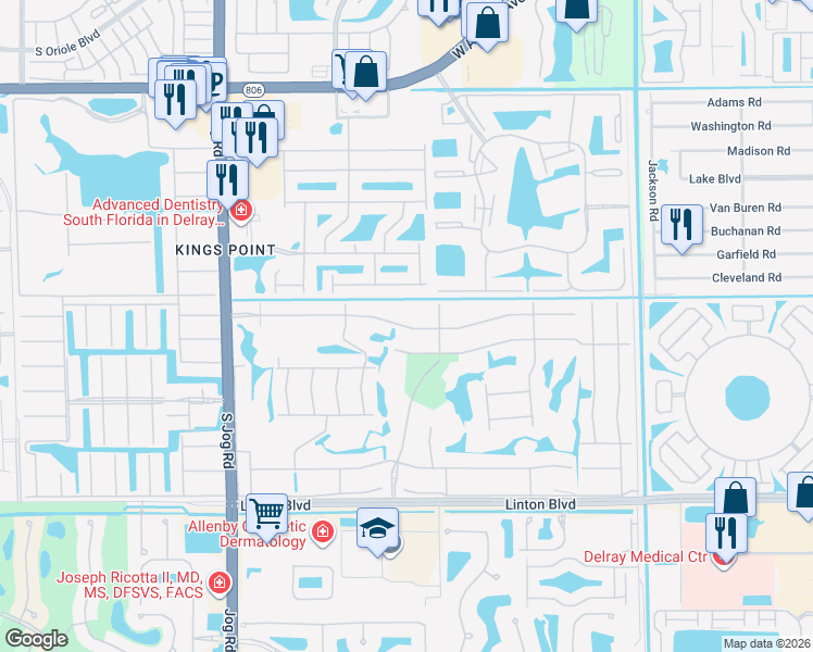 map of restaurants, bars, coffee shops, grocery stores, and more near 79 Normandy Lane in Delray Beach