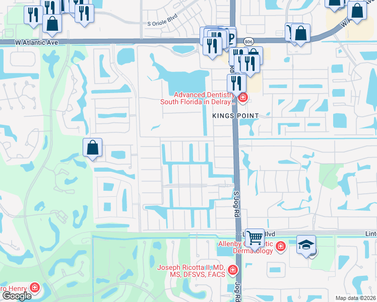 map of restaurants, bars, coffee shops, grocery stores, and more near 6 Brittany Court in Delray Beach