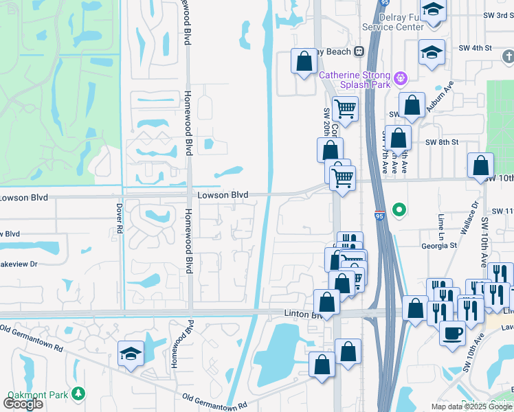 map of restaurants, bars, coffee shops, grocery stores, and more near 1030 Citrus Way in Delray Beach