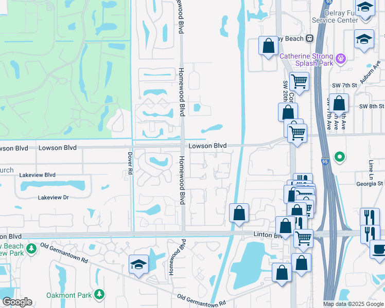 map of restaurants, bars, coffee shops, grocery stores, and more near 1021 Flame Vine Avenue in Delray Beach