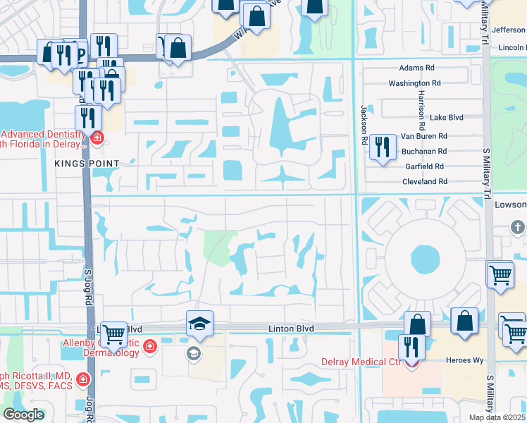 map of restaurants, bars, coffee shops, grocery stores, and more near 7 Normandy Trail in Delray Beach