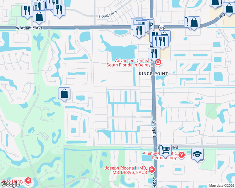 map of restaurants, bars, coffee shops, grocery stores, and more near 6 Brittany Court in Delray Beach