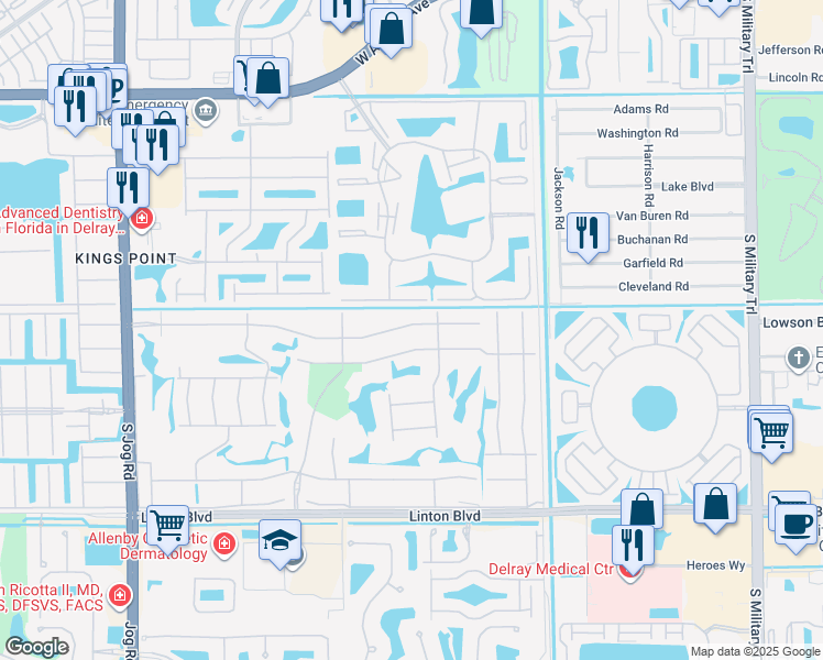 map of restaurants, bars, coffee shops, grocery stores, and more near 7 Normandy Trail in Delray Beach