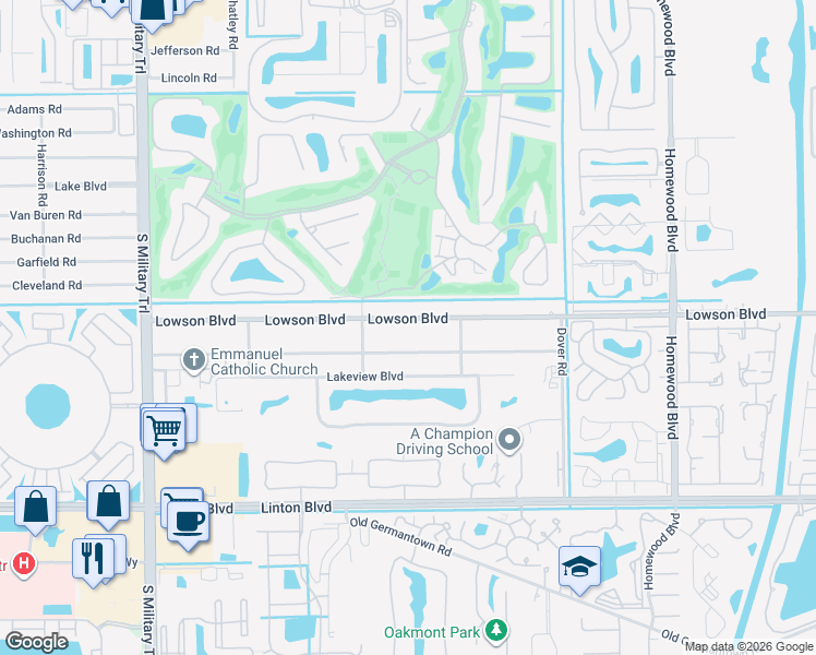 map of restaurants, bars, coffee shops, grocery stores, and more near 3313 Sherwood Boulevard in Delray Beach