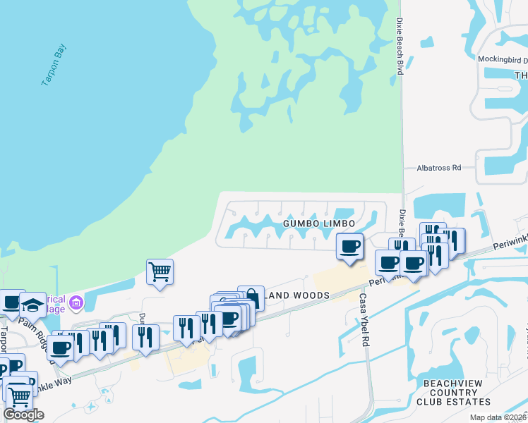 map of restaurants, bars, coffee shops, grocery stores, and more near 9426 Yucca Court in Sanibel