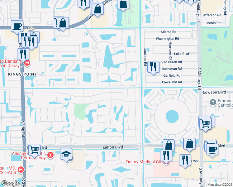 map of restaurants, bars, coffee shops, grocery stores, and more near 39 Normandy Trail in Delray Beach