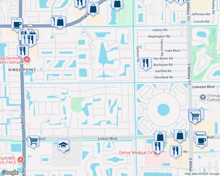 map of restaurants, bars, coffee shops, grocery stores, and more near 39 Normandy Trail in Delray Beach