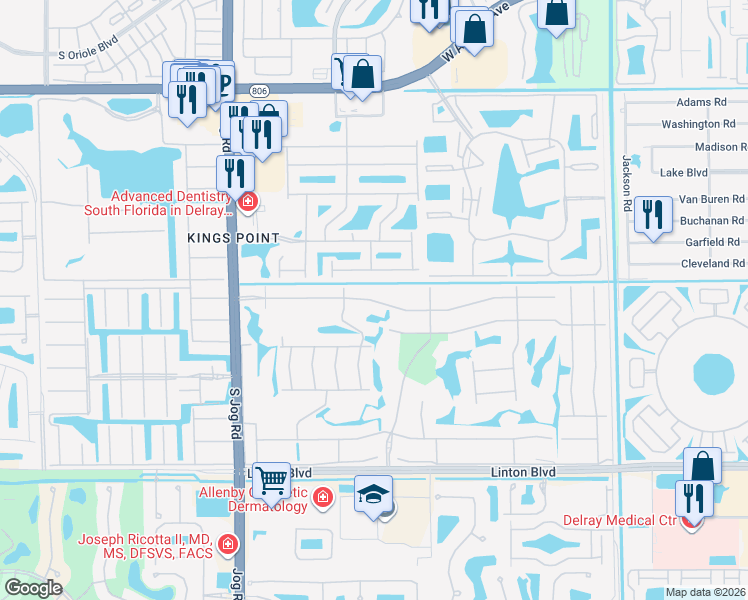 map of restaurants, bars, coffee shops, grocery stores, and more near in Kings Point