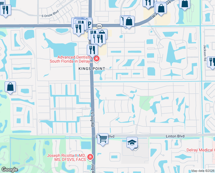 map of restaurants, bars, coffee shops, grocery stores, and more near 50 Normandy A in Delray Beach
