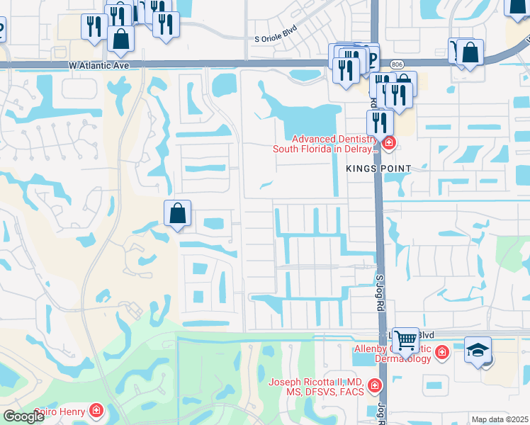 map of restaurants, bars, coffee shops, grocery stores, and more near 44 Brittany Avenue in Delray Beach