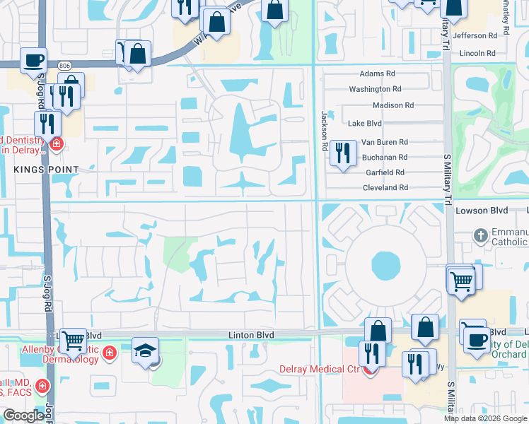map of restaurants, bars, coffee shops, grocery stores, and more near 312 Burgundy Avenue in Delray Beach