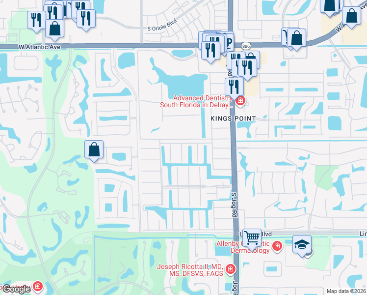 map of restaurants, bars, coffee shops, grocery stores, and more near 344 Tuscany Lane in Delray Beach