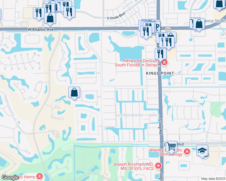 map of restaurants, bars, coffee shops, grocery stores, and more near 255 Tuscany Lane in Delray Beach