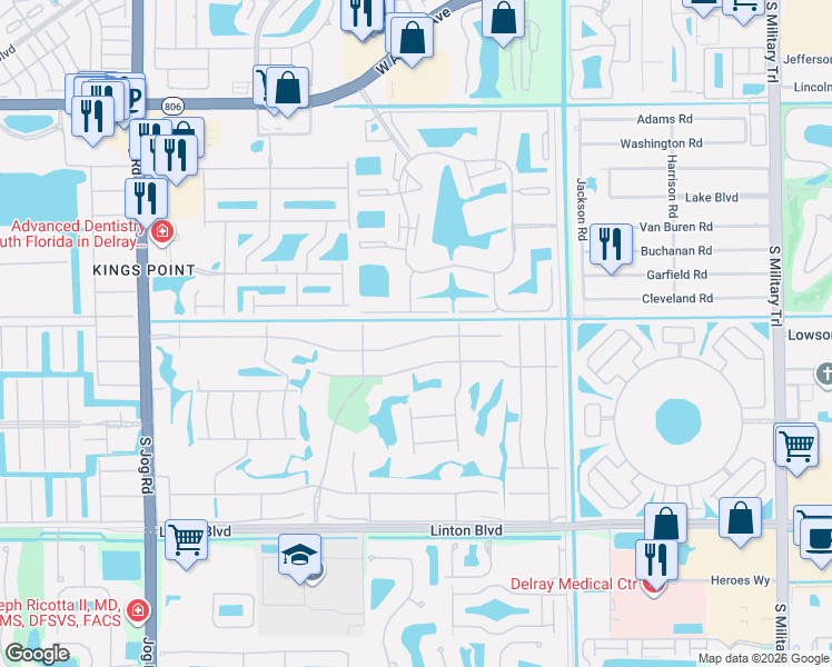 map of restaurants, bars, coffee shops, grocery stores, and more near 664 Normandy Lane in Delray Beach