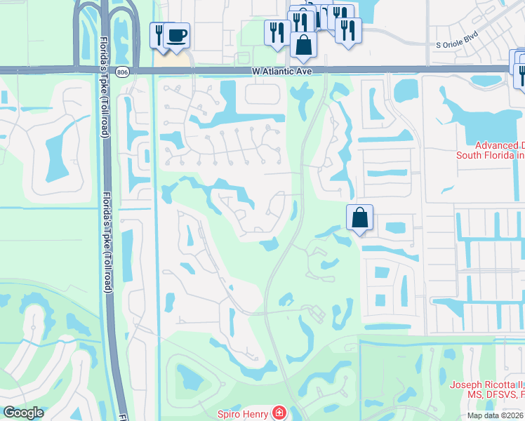 map of restaurants, bars, coffee shops, grocery stores, and more near 7485 Glendevon Lane in Delray Beach